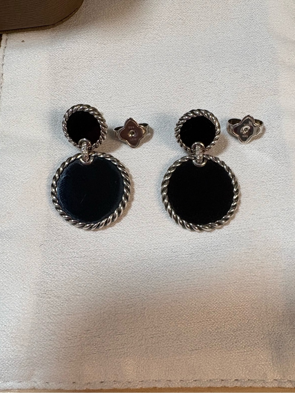 David Yurman Elements Earrings Onyx and Diamonds